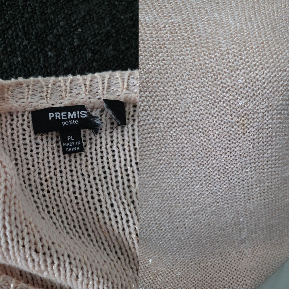 Premise Sparkly Baby Pink Knit Sweater Tunic Quarter Sleeve Size Small-Medium - Picture 6 of 6